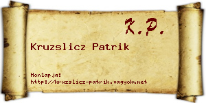 Kruzslicz Patrik névjegykártya